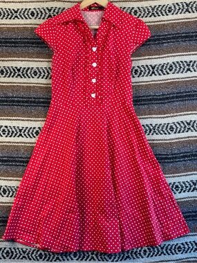 Wedtrend Red Polka Dot Dress Medium Retro 50s Rockabilly Swing Pinup A-Line